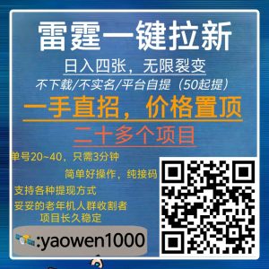 雷霆拉新（一手直招)，三分钟60➕，全网置顶项目介绍-首码项目网